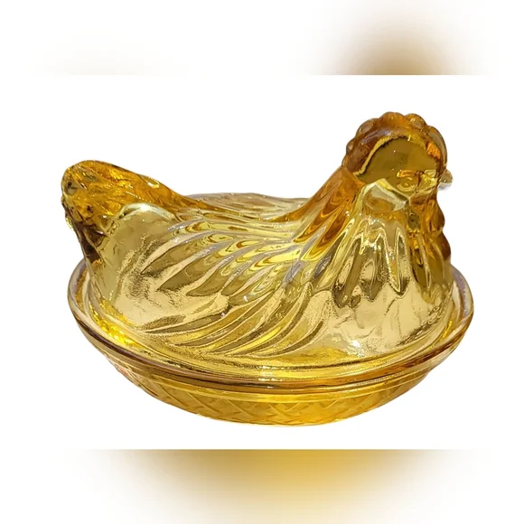 Hazel Atlas Amber Hen On Nest - Picture 5 of 12